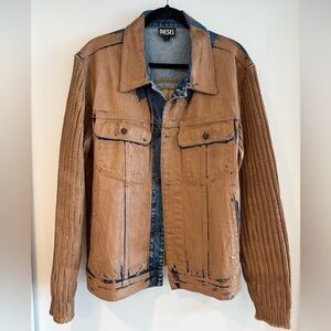 Diesel Denim and Knit Jacket with Painted Coating